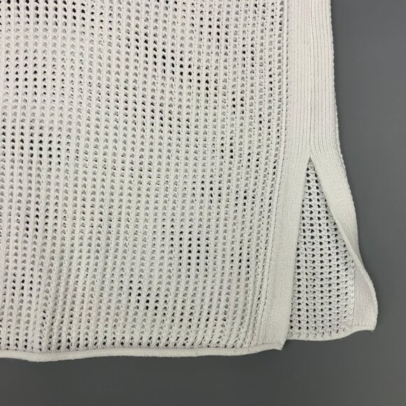 Theory White Open Knit Crochet Tunic Top Cover Up Cotton Blend Sz M - Picture 13 of 16